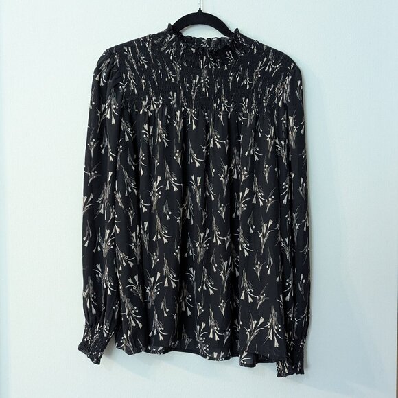 Fun2Fun Women's Black Floral Print Long Sleeve Blouse. Size Large. - Picture 1 of 4